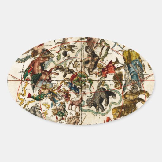 Celestial map.jpg ovaler aufkleber (Vorderseite)