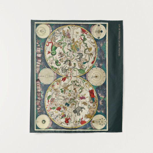 Celestial Map Kartografy Frederik de Wit Wandteppich (Vorderseite)