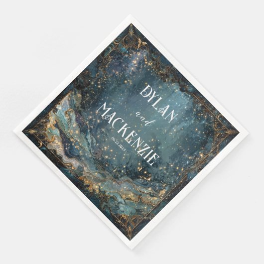 Celestial Marble Galaxy Wedding Napkins Serviette (Ecke)