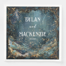 Celestial Marble Galaxy Wedding Napkins Serviette