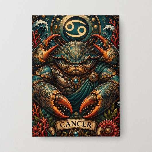 Celestial Masculine Zodiac Cancer design Button (Vorderseite)