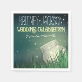 Celestial Mason Jar Firefly Wedding Napkins Serviette