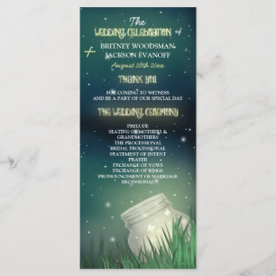 Celestial Mason Jar Firefly Wedding Programs Programm