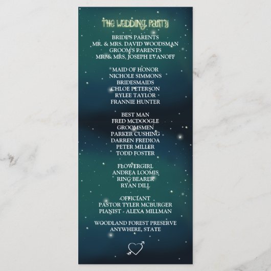 Celestial Mason Jar Firefly Wedding Programs Programm (Rückseite)