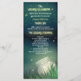 Celestial Mason Jar Firefly Wedding Programs Programm