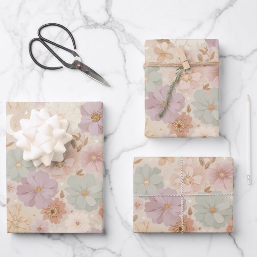 Celestial Meadow Floral Geschenkpapier Set (Vorderseite)