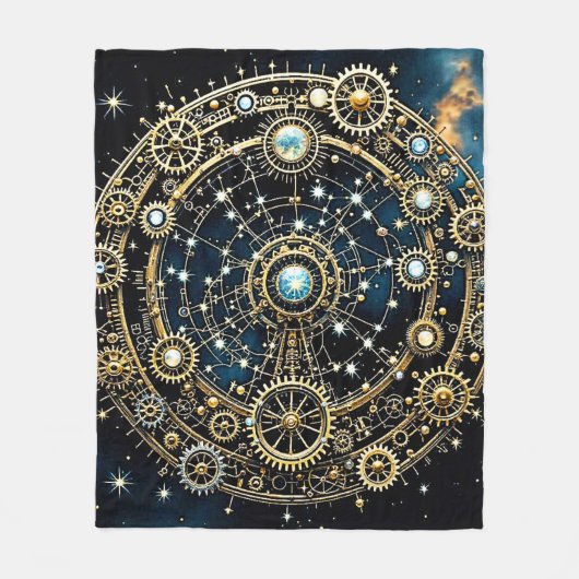 Celestial Mechanism Kosmische Kunst Fleecedecke (Vorderseite)