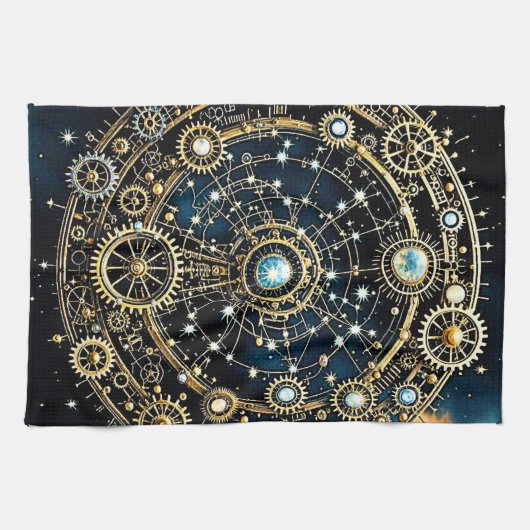 Celestial Mechanism Kosmische Kunst Geschirrtuch (Horizontal)
