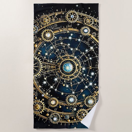 Celestial Mechanism Kosmische Kunst Strandtuch (Vorderseite)