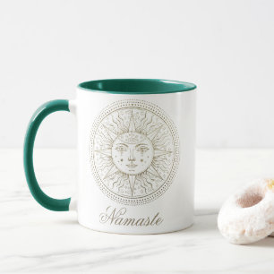 Celestial Medallion Boho Zodiac Sun Face Mandala Tasse