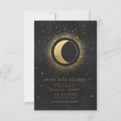 Celestial Midnight Black Stars Foto Save the Date Einladung (Vorderseite)