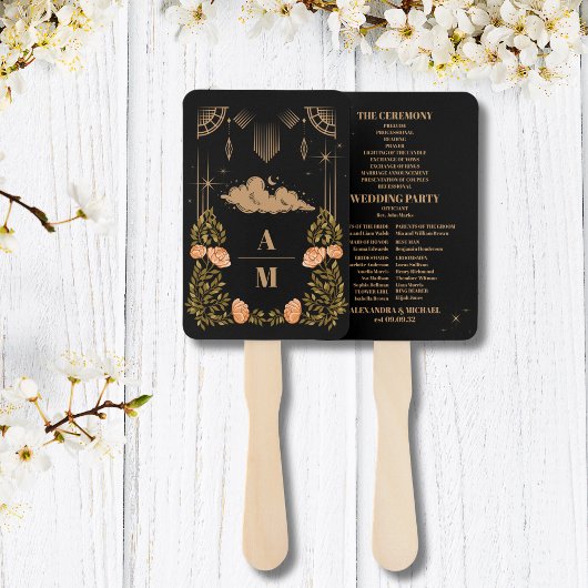 Celestial Midnight Black Stars Wedding Fächer