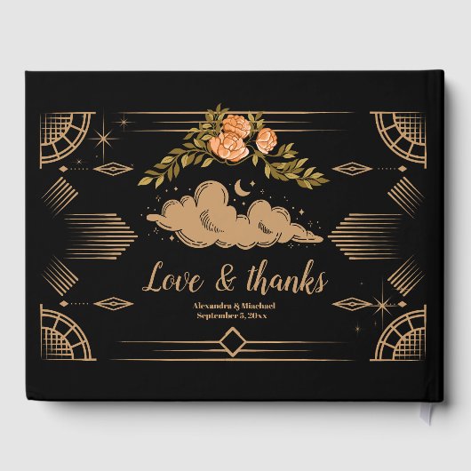 Celestial Midnight Black Stars Wedding Gästebuch (Rückseite)