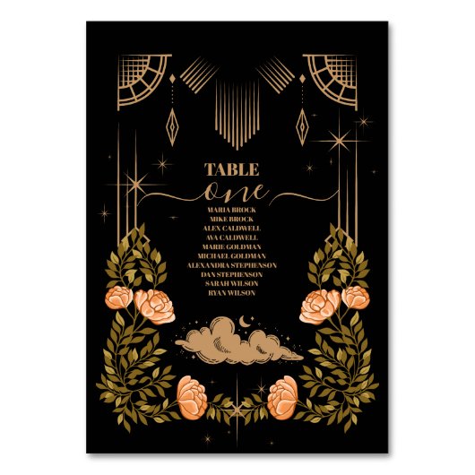 Celestial Midnight Black Stars Wedding Tischnummer (Vorderseite)