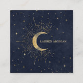 Celestial Midnight Blue Crescent Moon Quadratische Visitenkarte (Vorderseite)