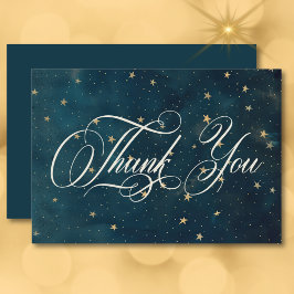 Celestial Midnight Blue Crescent Moon Wedding Dankeskarte