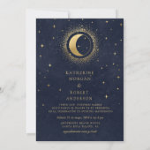 Celestial Midnight Blue English Spanish Wedding Einladung (Rückseite)