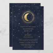 Celestial Midnight Blue English Spanish Wedding Einladung (Vorne/Hinten)