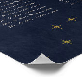 Celestial Midnight Blue Gold Seating Chart Poster (Ecke)