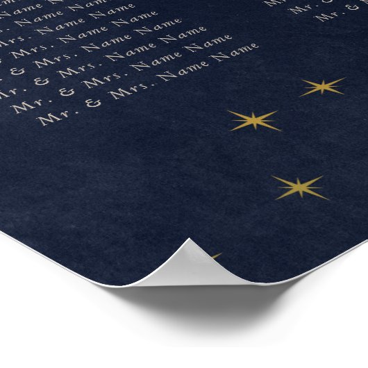 Celestial Midnight Blue Gold Seating Chart Poster (Ecke)