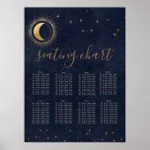 Celestial Midnight Blue Gold Seating Chart Poster (Vorne)