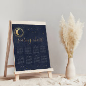Celestial Midnight Blue Gold Seating Chart Poster