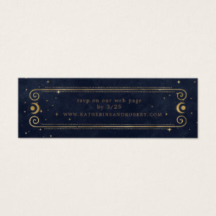 Celestial Midnight Blue Gold Wedding Website Card