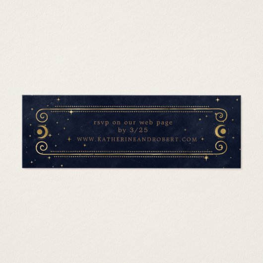 Celestial Midnight Blue Gold Wedding Website Card (Vorderseite)