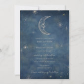 Celestial Midnight Blue Moon Stars Wedding Einladung (Vorderseite)