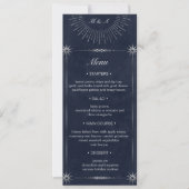 Celestial Midnight Blue Silver Wedding Dinner Menu Einladung (Vorderseite)