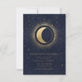 Celestial Midnight Blue Stars Foto Save the Date Einladung (Vorderseite)
