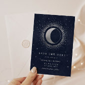 Celestial Midnight Blue Stars Foto Save the Date Einladung