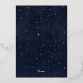 Celestial Midnight Blue Stars Moon Wedding Folieneinladung (Rückseite)