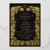 Celestial Midnight Blue Stars Moon Wedding Folieneinladung (Vorderseite)