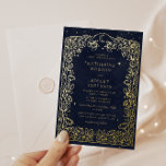 Celestial Midnight Blue Stars Moon Wedding Folieneinladung<br><div class="desc">Unsere Kollektion "Celestial Gold Wedding" besticht durch einen wunderschönen Halbmond mit goldenen Sternen in verschiedenen Designs auf einem samtenen Mitternachtsblauen Hintergrund gepaart mit eleganten Schriftart. Einfach zu personalisieren und Sie können unter vielen anderen Artikeln aus dieser Sammlung in unserem Shop wählen.</div>