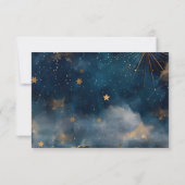 Celestial Midnight Blue Stars Moon Wedding RSVP Karte (Rückseite)