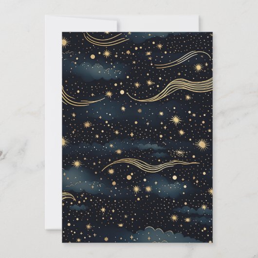 Celestial Midnight Blue Stars Moon Wedding Save The Date (Rückseite)