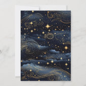 Celestial Midnight Blue Stars Moon Wedding Save The Date (Rückseite)