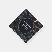 Celestial Midnight Blue Stars Moon Wedding Serviette (Ecke)