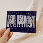 Celestial Midnight Blue und Gold Quinceanera Save The Date<br><div class="desc">Celestial Midnight Blue und Gold Quinceanera Save the Date</div>