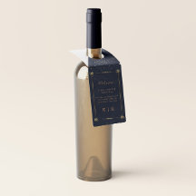 Celestial Midnight Blue Wedding Bottle Hanger Tags