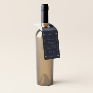 Celestial Midnight Blue Wedding Bottle Hanger Tags Flaschenanhänger