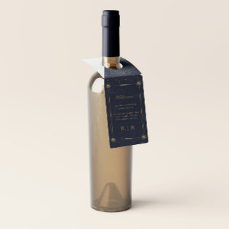 Celestial Midnight Blue Wedding Bottle Hanger Tags Flaschenanhänger