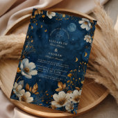Celestial Midnight Floral Wedding Einladung