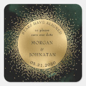 Celestial Midnight Gold Moon Save the Date Quadratischer Aufkleber (Vorderseite)
