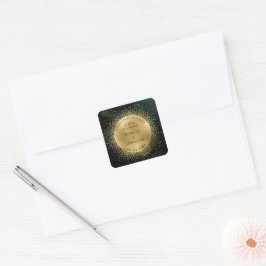 Celestial Midnight Gold Moon Save the Date Quadratischer Aufkleber