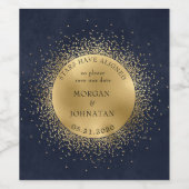 Celestial Midnight Gold Moon Save the Date Weinetikett (Einzelnes Label)