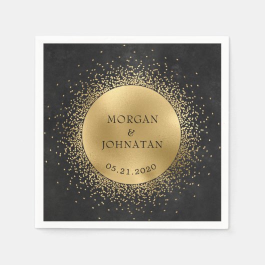 Celestial Midnight Gold Moon Wedding Napkins Serviette (Vorderseite)