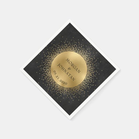 Celestial Midnight Gold Moon Wedding Napkins Serviette (Ecke)