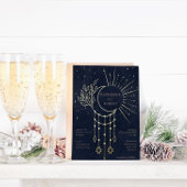 Celestial Midnight Gold Stars Moon Wedding Folieneinladung